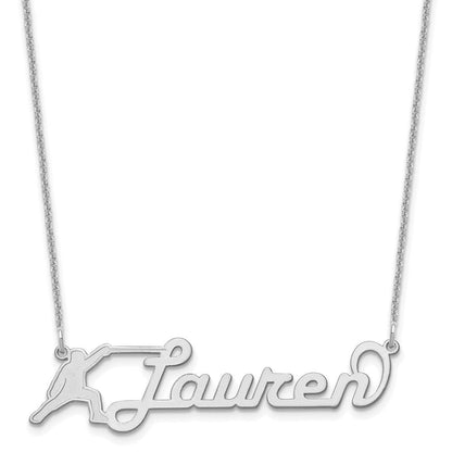 14K Weißgold Mittel Customized Name Platte Halskette