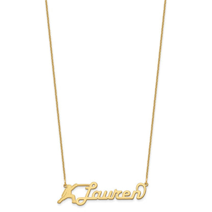 14K Gelbgold Mittel Customized Name Platte Halskette