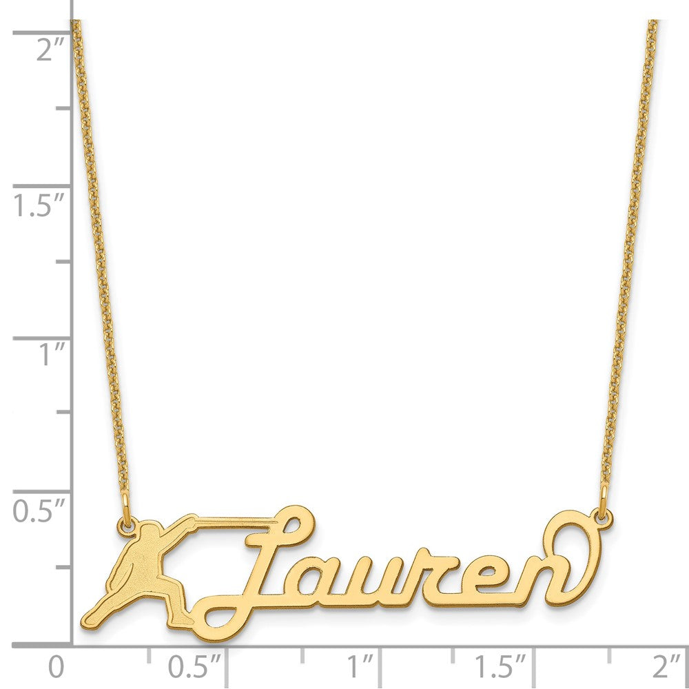 14K Gelbgold Mittel Customized Name Platte Halskette