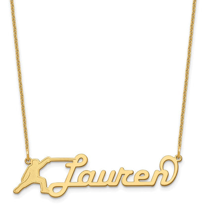 14K Gelbgold Mittel Customized Name Platte Halskette