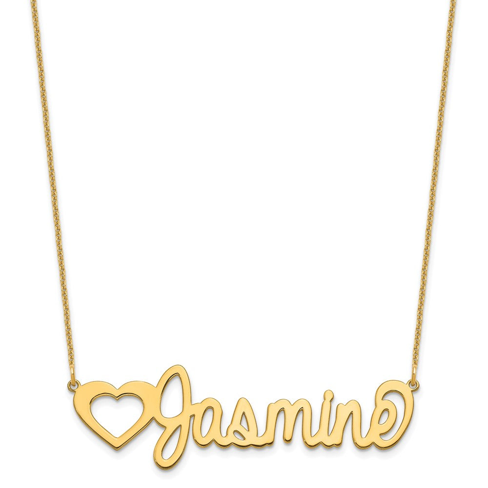 14K Gelbgold Groß Customized Name Platte Halskette
