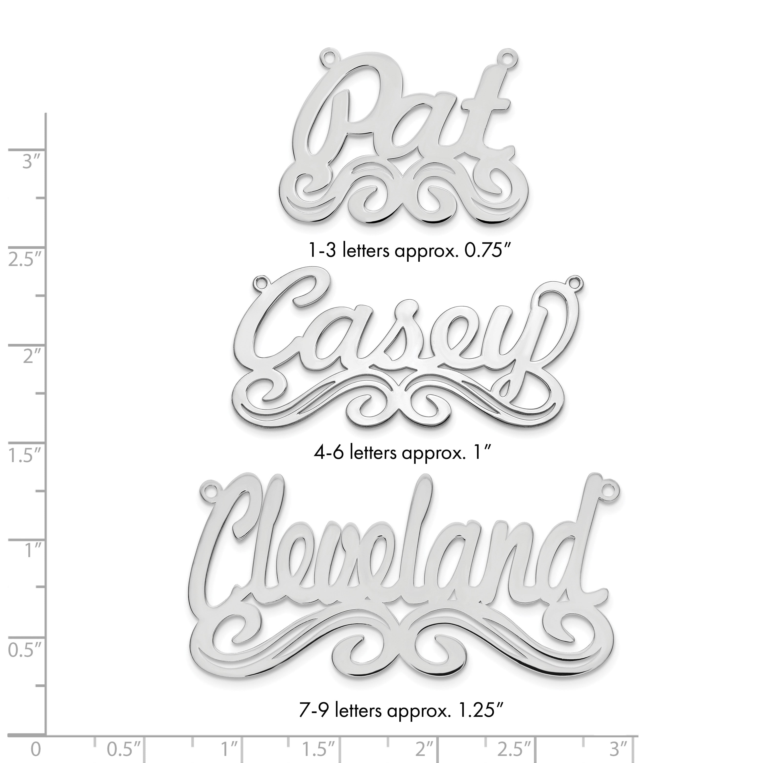 Sterlingsilber Silber/rhodiniert Groß Poliert Name Platte