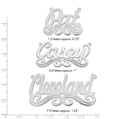 Sterlingsilber Silber/rhodiniert Groß Poliert Name Platte