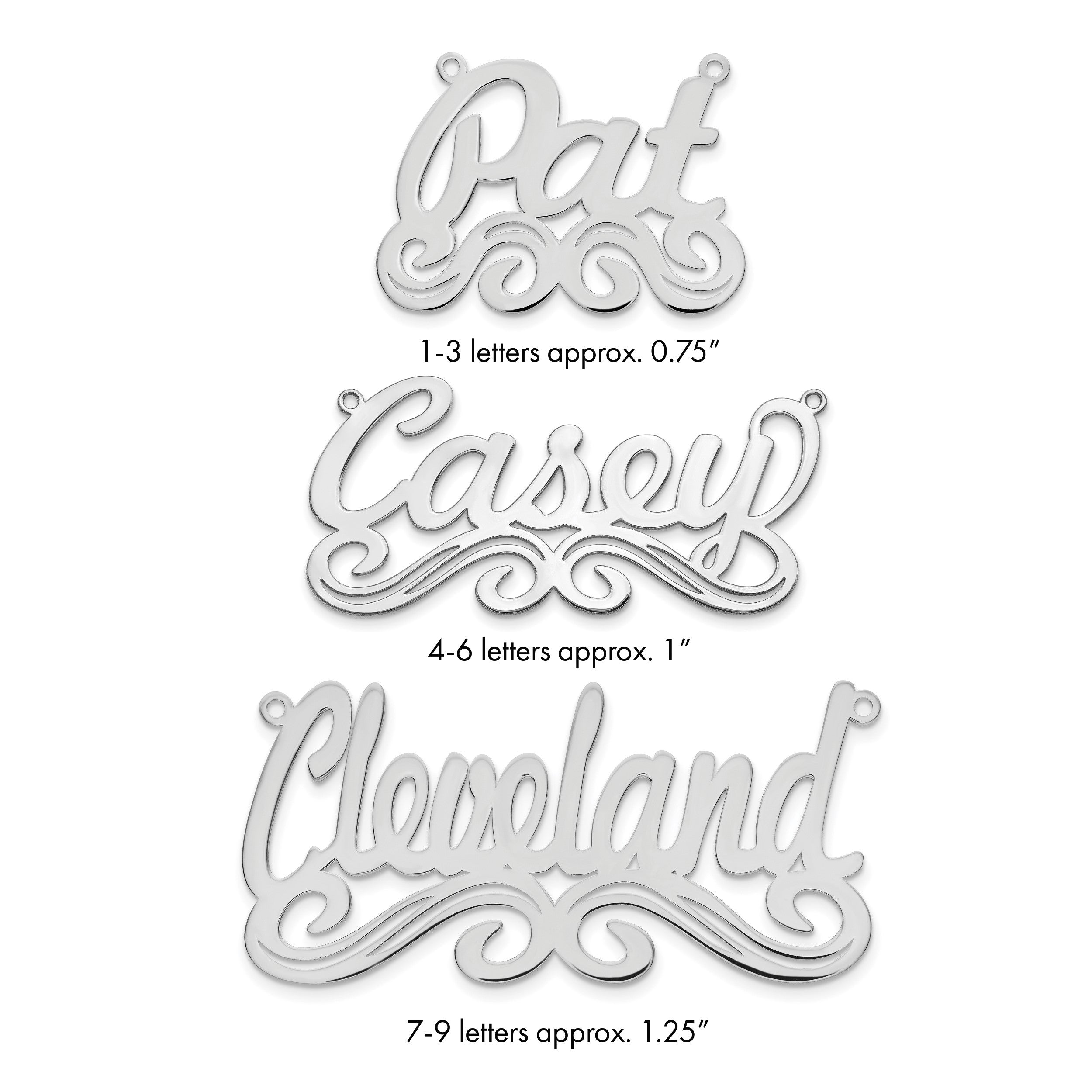 Sterlingsilber Silber/rhodiniert Groß Poliert Name Platte