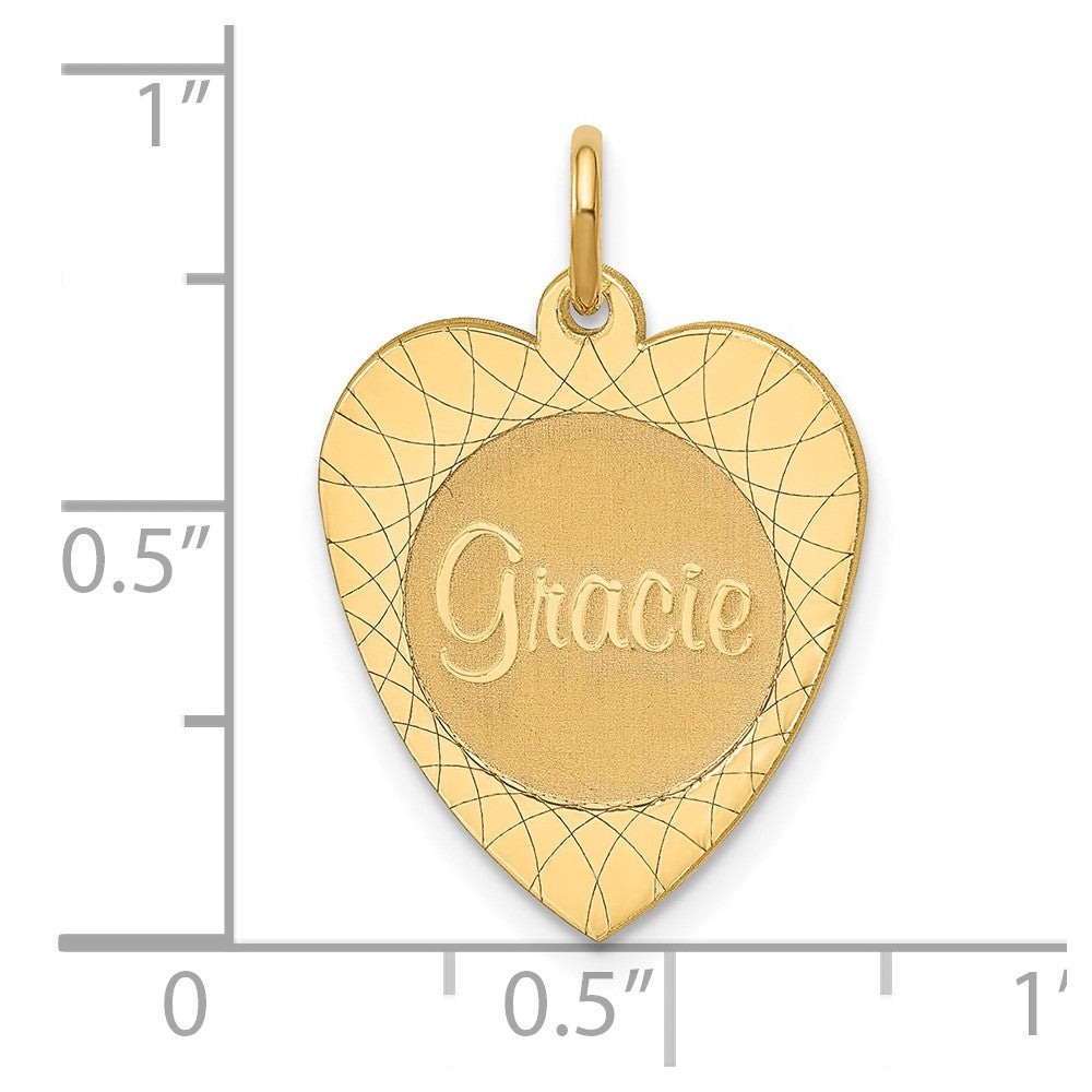 14K Gelbgold Herz Plättchen Name Charm