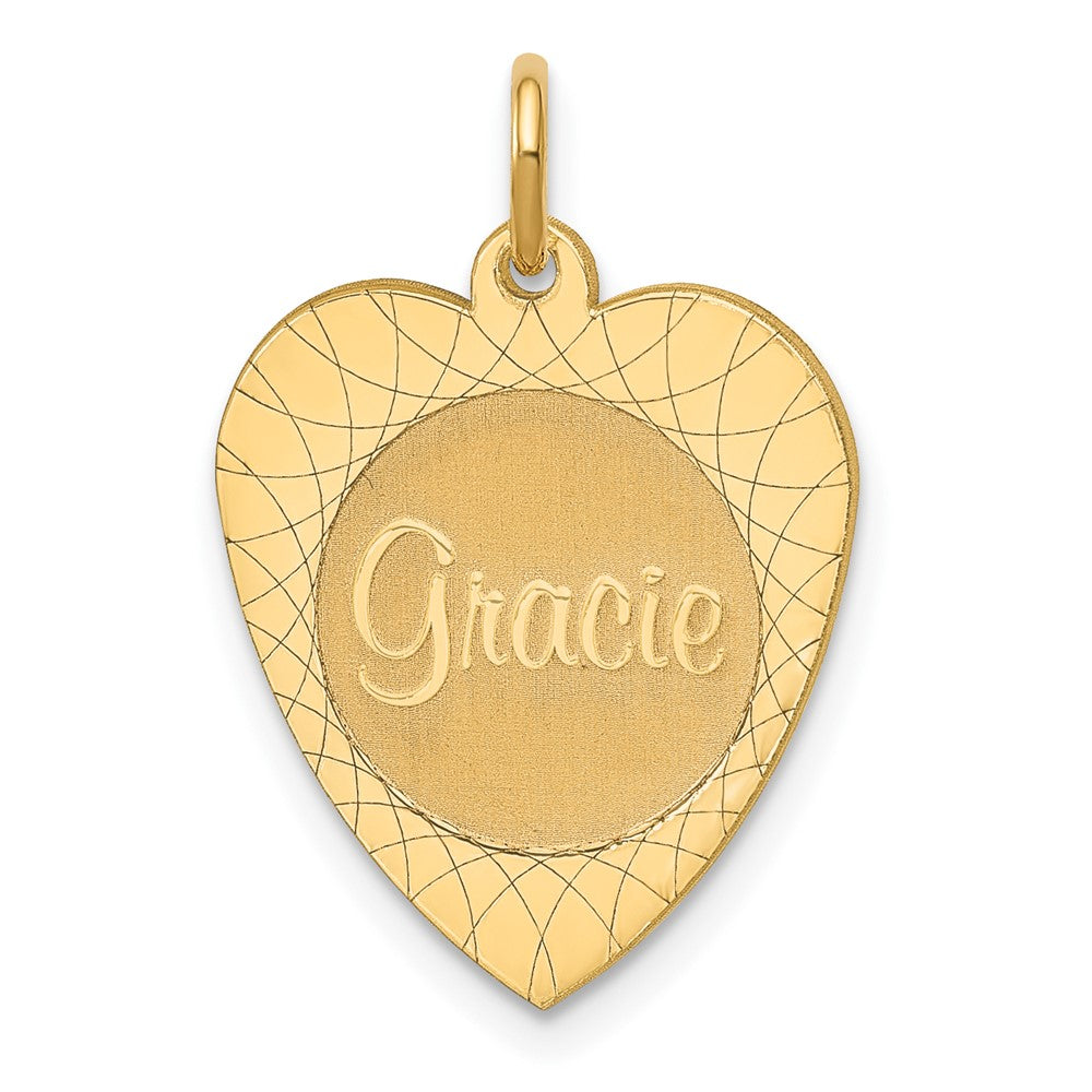 14K Gelbgold Herz Plättchen Name Charm