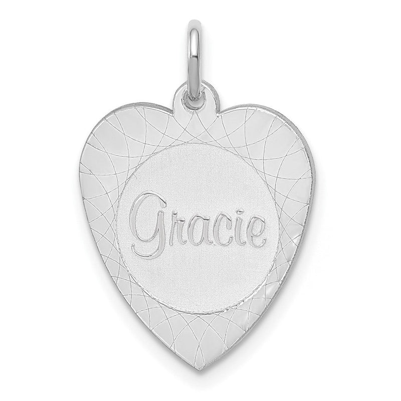 Sterlingsilber Silber/rhodiniert Herz Plättchen Name Charm