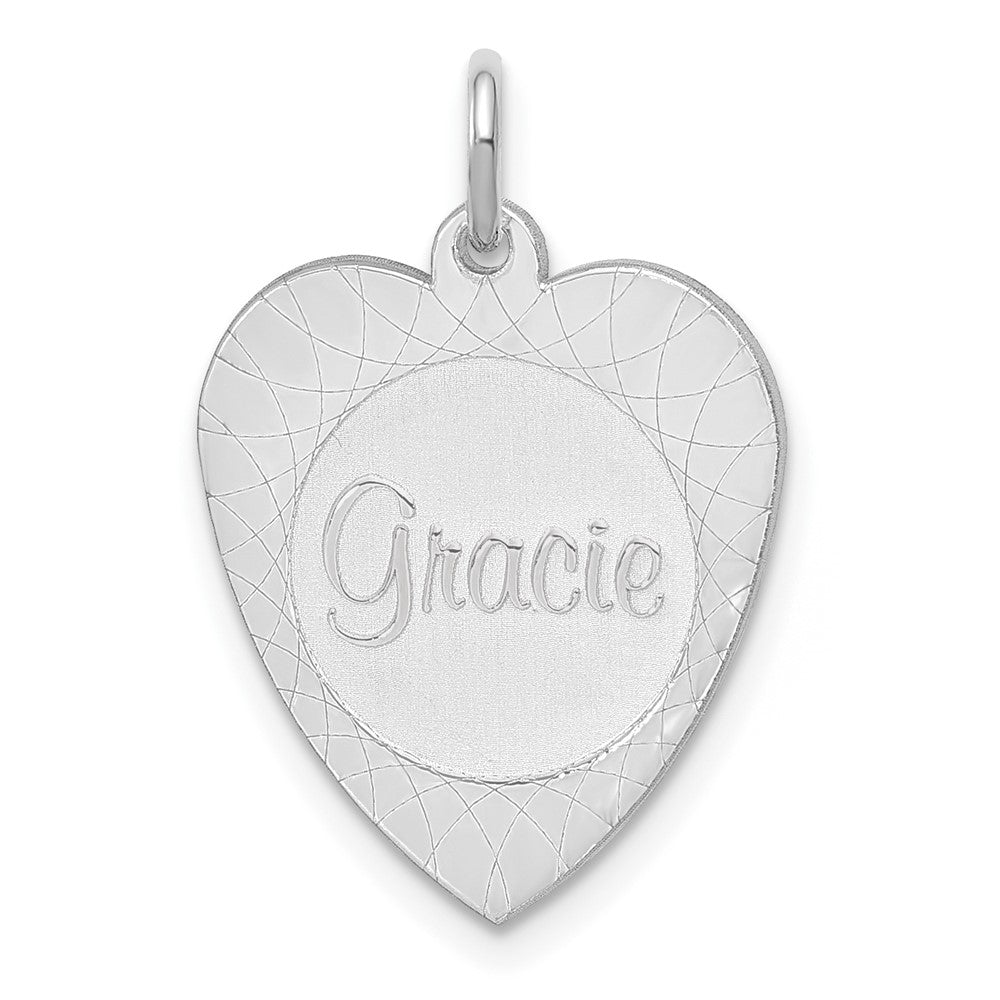14K Weißgold 14K Weißgold Herz Plättchen Name Charm