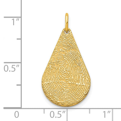 14K Gelbgold Tear Tropfen Fingerprint Charm