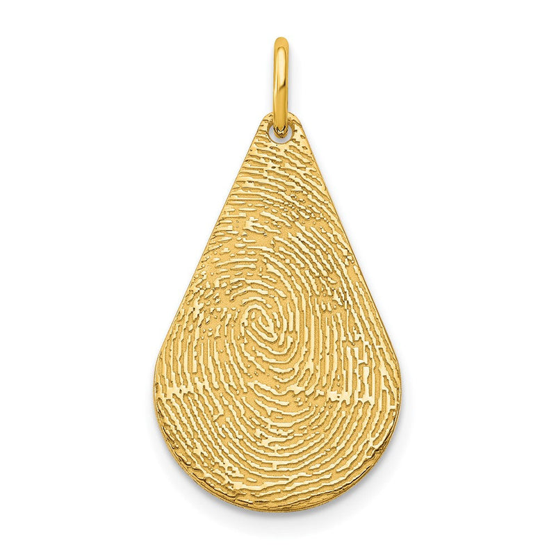 14K Gelbgold Tear Tropfen Fingerprint Charm