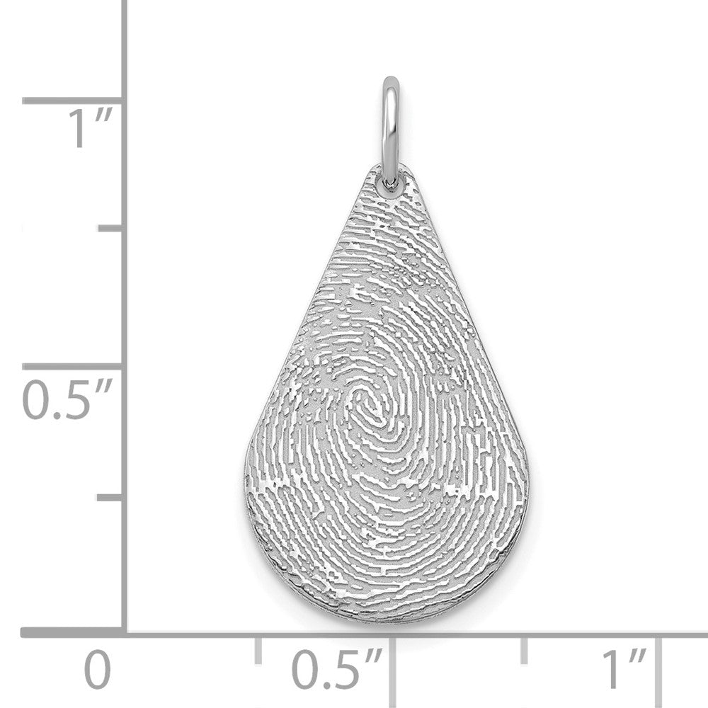 14K Weißgold Tear Tropfen Fingerprint Charm