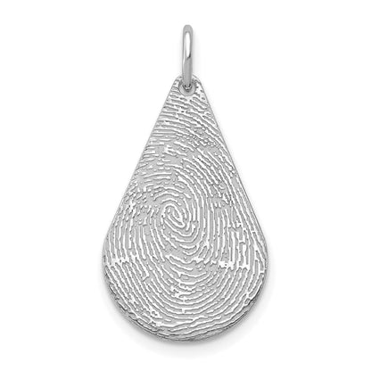 14K Weißgold Tear Tropfen Fingerprint Charm