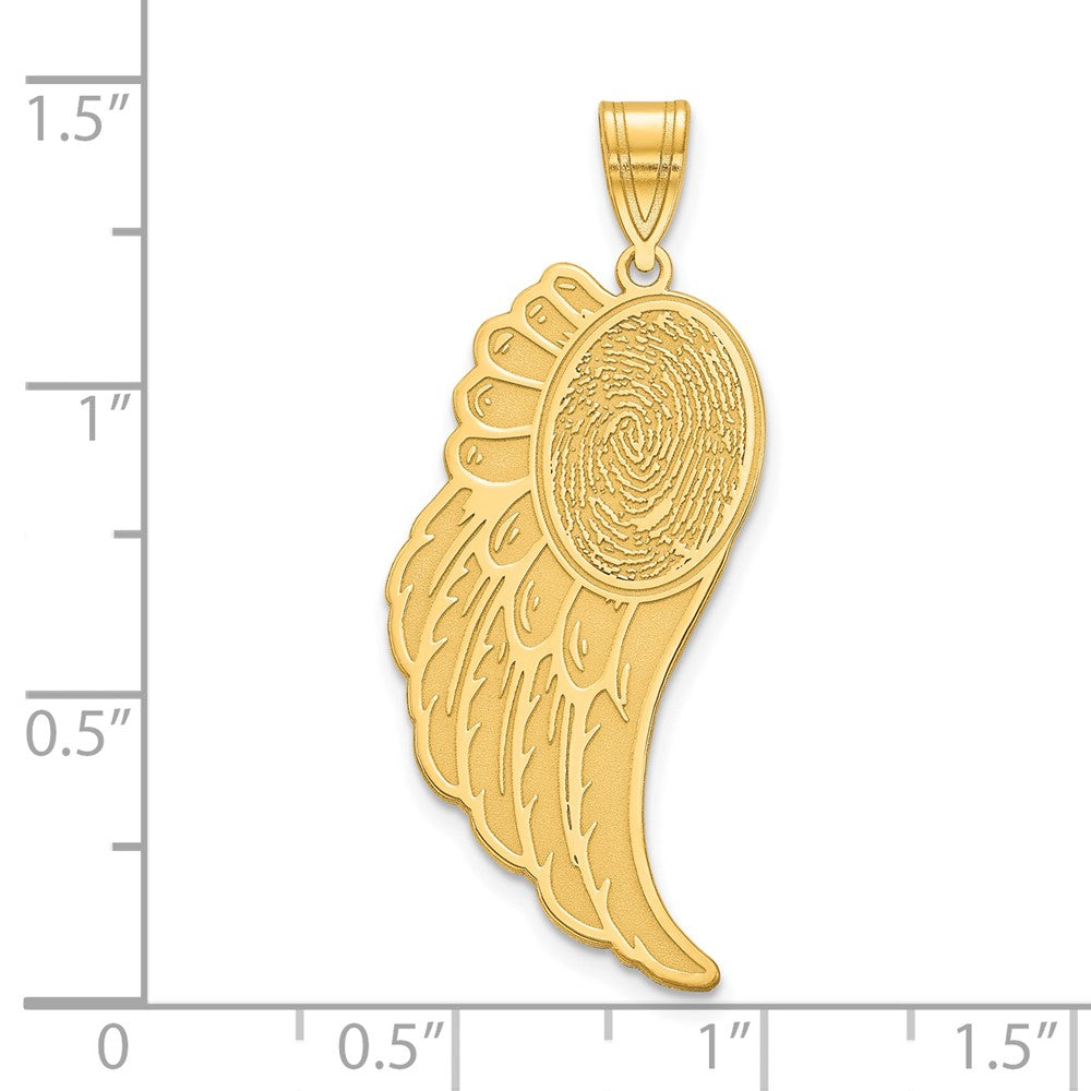 14K Gelbgold Engel Flügel Fingerprint Anhänger