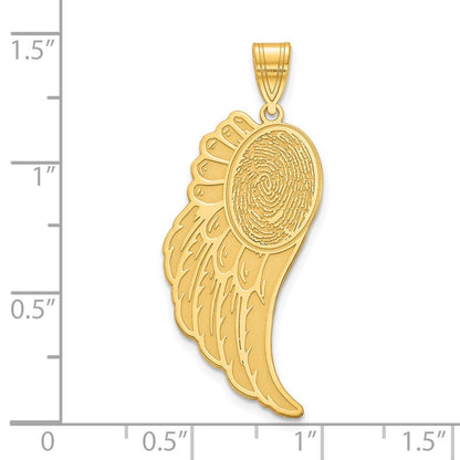 14K Gelbgold Engel Flügel Fingerprint Anhänger