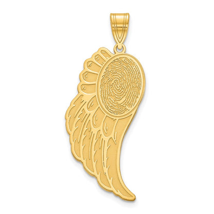 14K Gelbgold Engel Flügel Fingerprint Anhänger