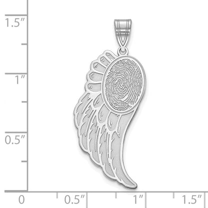 14K Weißgold Engel Flügel Fingerprint Anhänger