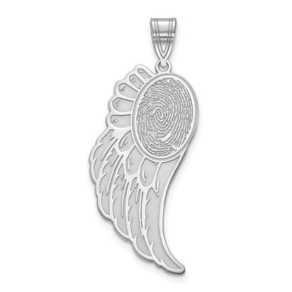 14K Weißgold Engel Flügel Fingerprint Anhänger