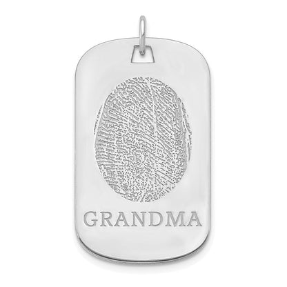 14K Weißgold Fingerprint Erkennungsmarke