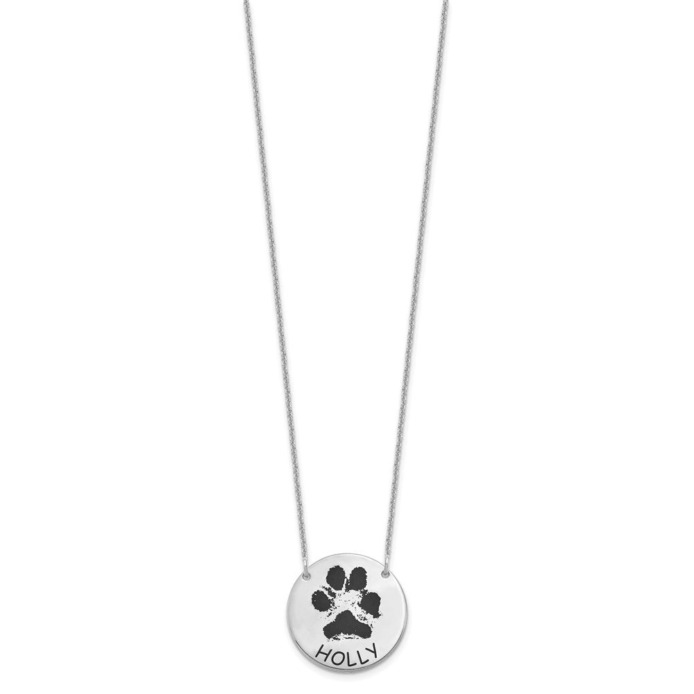 14K Weißgold Epoxid Paw Druck Halskette