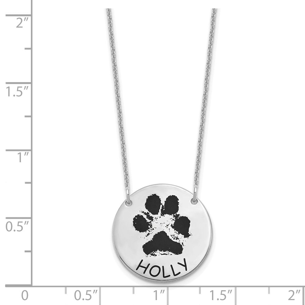 14K Weißgold Epoxid Paw Druck Halskette