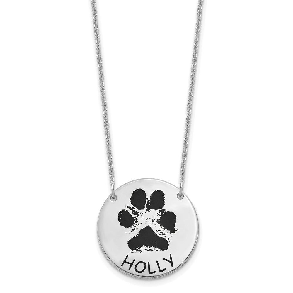 14K Weißgold Epoxid Paw Druck Halskette
