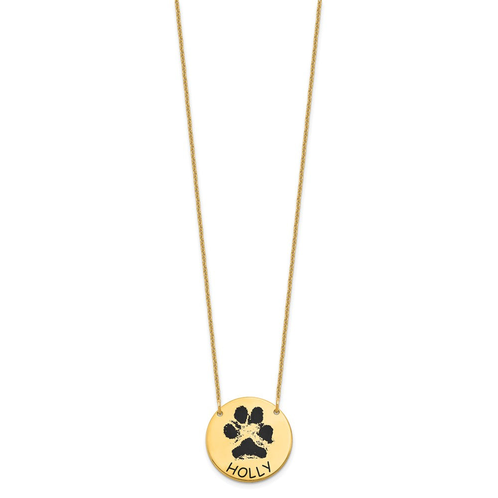 14K Gelbgold Epoxid Paw Druck Halskette