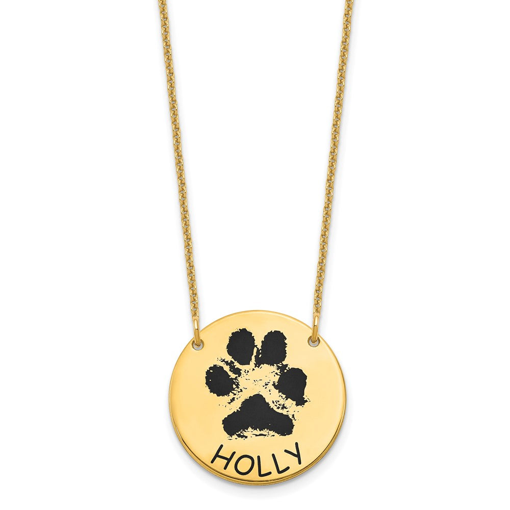 14K Gelbgold Epoxid Paw Druck Halskette