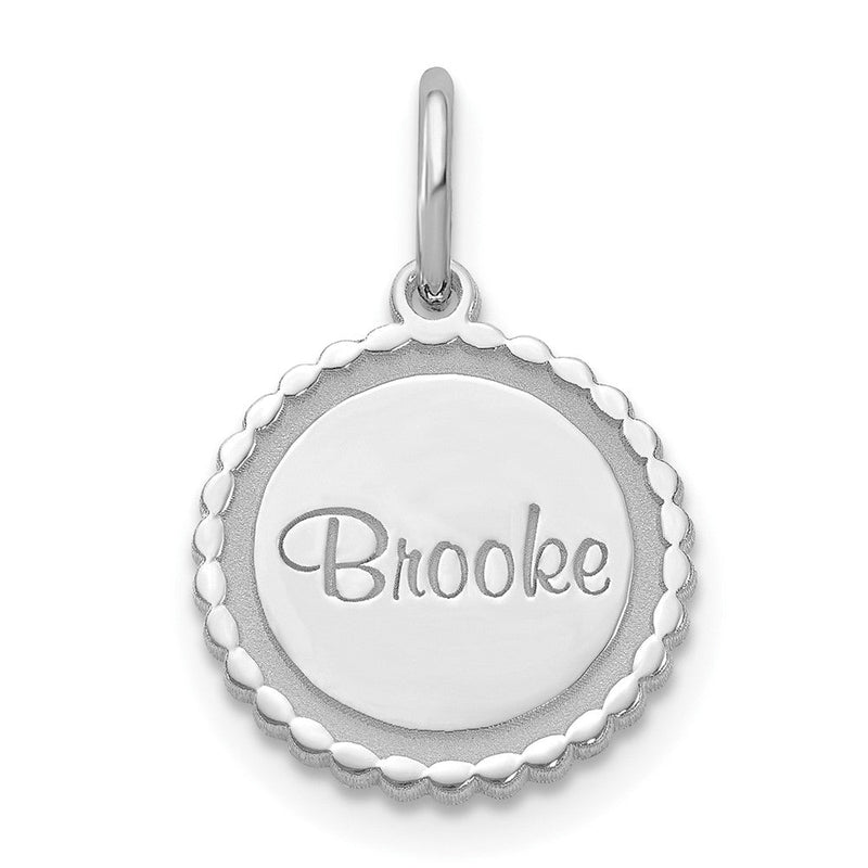 14K Weißgold Gewellt Plättchen mit Name Charm