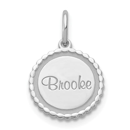Sterlingsilber Silber/rhodiniert Gewellt Plättchen mit Name Charm