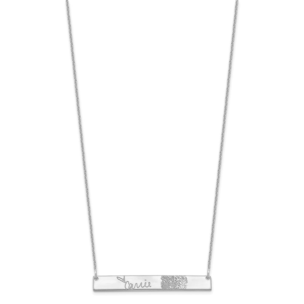 14K Weißgold Signature und Fingerprint Stab Halskette