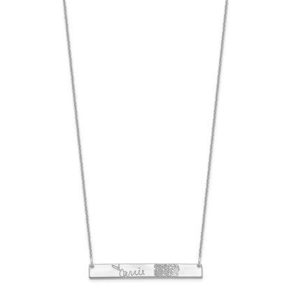 14K Weißgold Signature und Fingerprint Stab Halskette