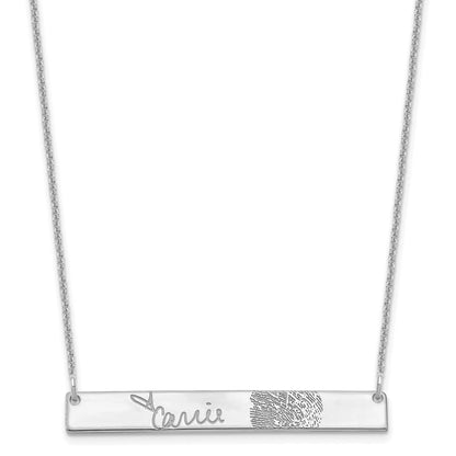 14K Weißgold Signature und Fingerprint Stab Halskette