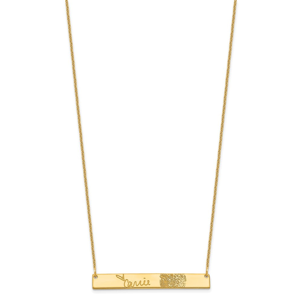 14K Gelbgold Signature und Fingerprint Stab Halskette