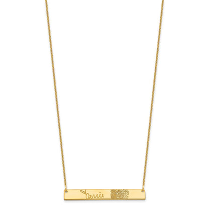 14K Gelbgold Signature und Fingerprint Stab Halskette