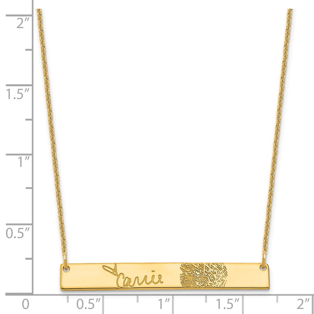 14K Gelbgold Signature und Fingerprint Stab Halskette