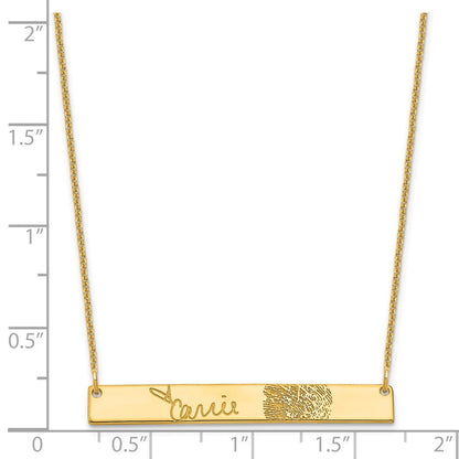 14K Gelbgold Signature und Fingerprint Stab Halskette