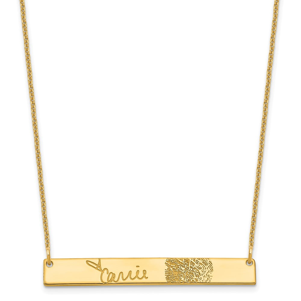 14K Gelbgold Signature und Fingerprint Stab Halskette