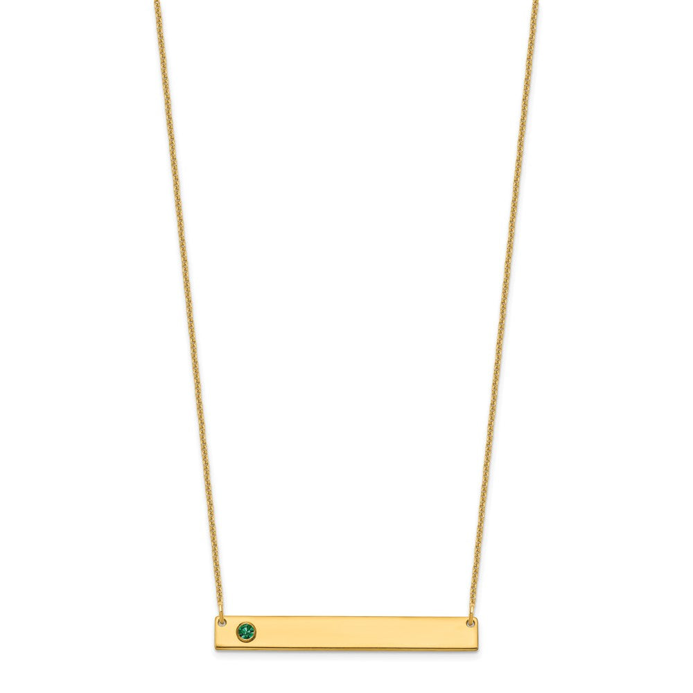 14K Gelbgold 14ky 1 Geburtsstein mit Zargenfassung Groß Stab Halskette
