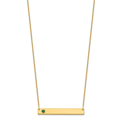 14K Gelbgold 14ky 1 Geburtsstein mit Zargenfassung Groß Stab Halskette