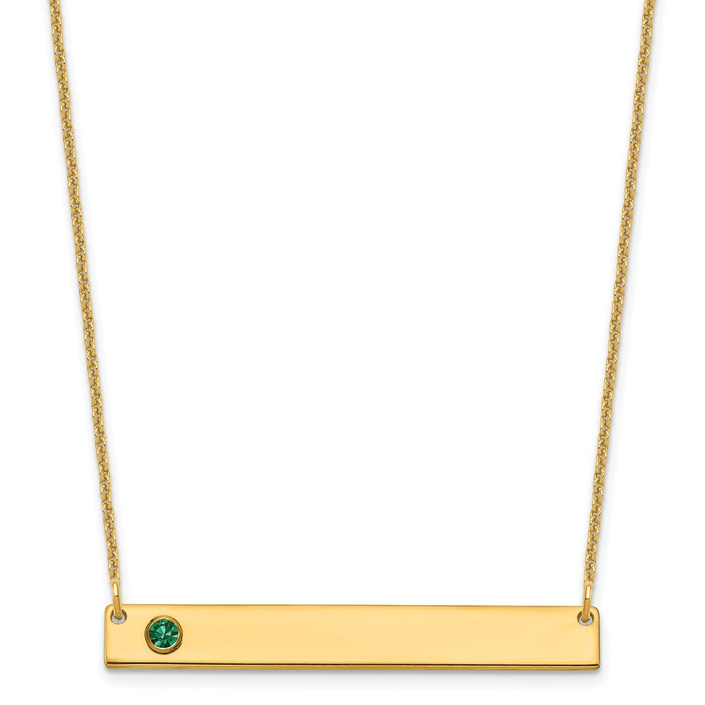 14K Gelbgold 14ky 1 Geburtsstein mit Zargenfassung Groß Stab Halskette