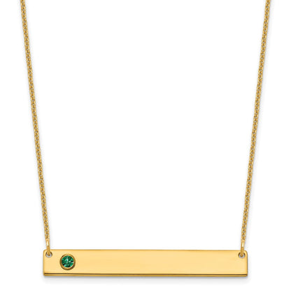 14K Gelbgold 14ky 1 Geburtsstein mit Zargenfassung Groß Stab Halskette