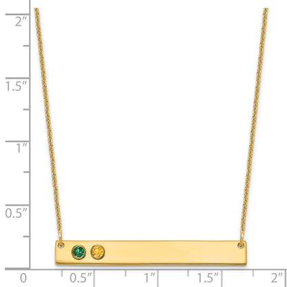 14K Gelbgold 14ky 2 Geburtsstein mit Zargenfassung Groß Stab Halskette