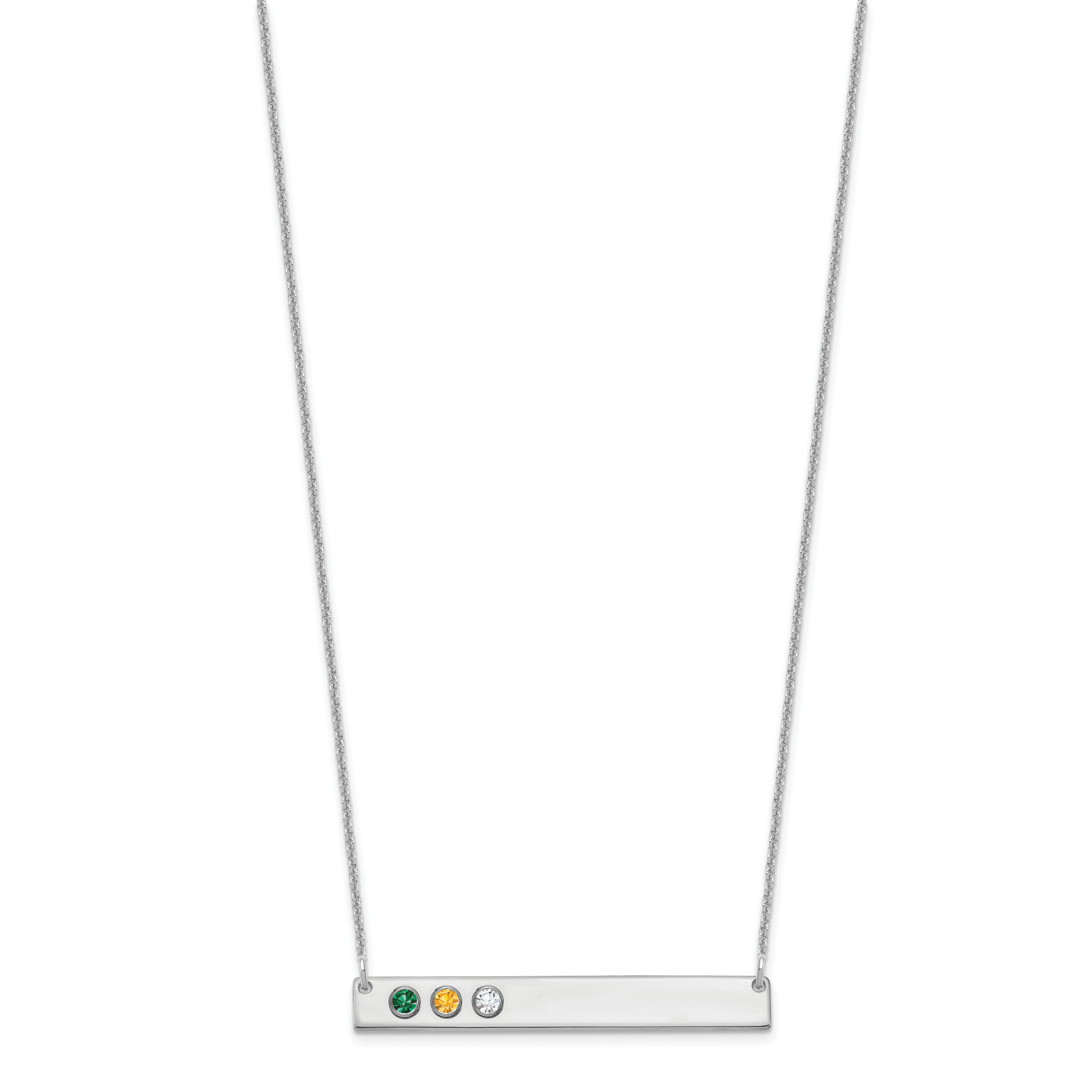 14K Weißgold 14kw 3 Geburtsstein mit 18K Rhodiniert Bezels Groß Stab Halskette