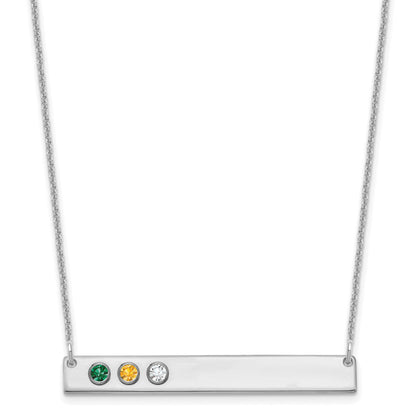 14K Weißgold 14kw 3 Geburtsstein mit 18K Rhodiniert Bezels Groß Stab Halskette
