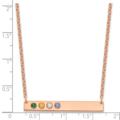 14K Roségold 4 Geburtsstein mit Zargenfassung Groß Stab Halskette