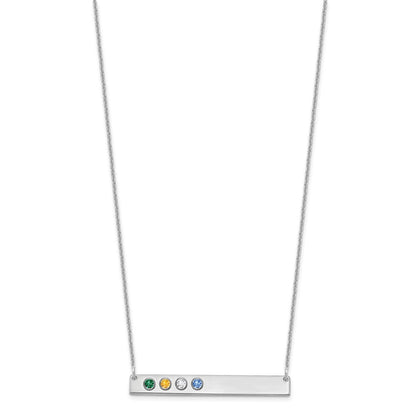 14K Weißgold 14kw 4 Geburtsstein mit 18K Rhodiniert Bezels Groß Stab Halskette