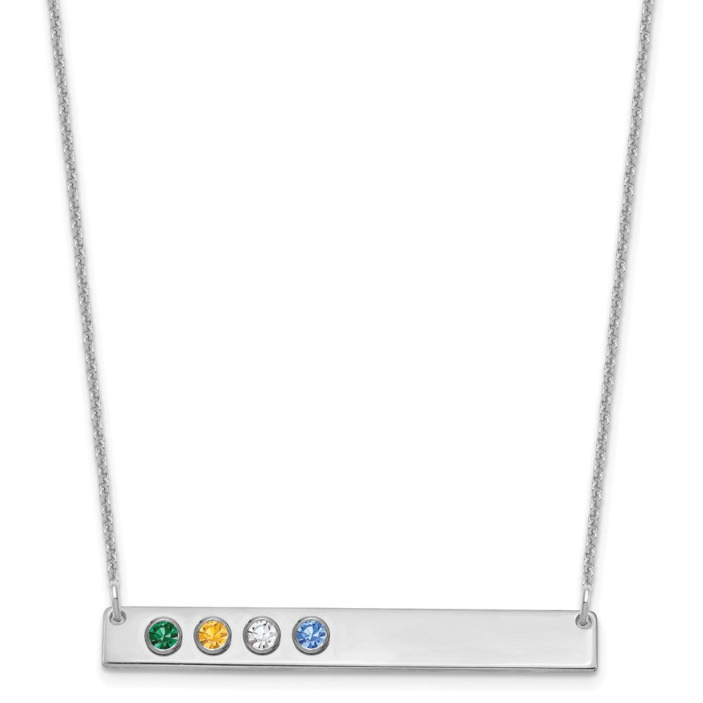 14K Weißgold 14kw 4 Geburtsstein mit 18K Rhodiniert Bezels Groß Stab Halskette