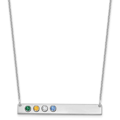 14K Weißgold 14kw 4 Geburtsstein mit 18K Rhodiniert Bezels Groß Stab Halskette