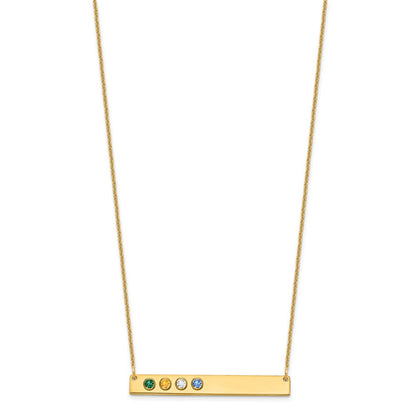 14K Gelbgold 14ky 4 Geburtsstein mit Zargenfassung Groß Stab Halskette