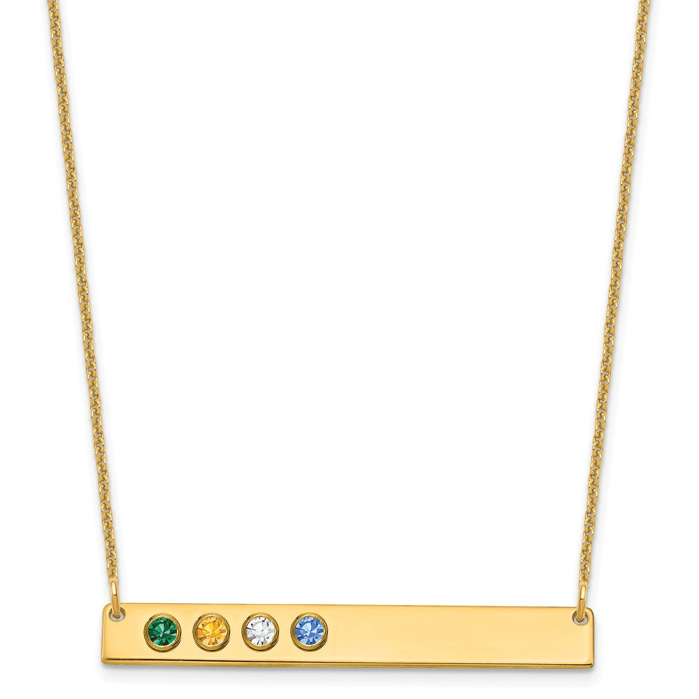 14K Gelbgold 14ky 4 Geburtsstein mit Zargenfassung Groß Stab Halskette